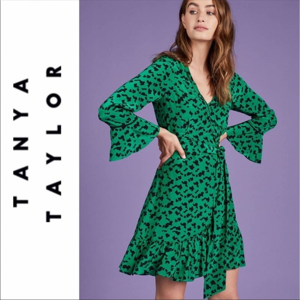 Tanya Taylor Nomi Green Silk Wrap Dress 4